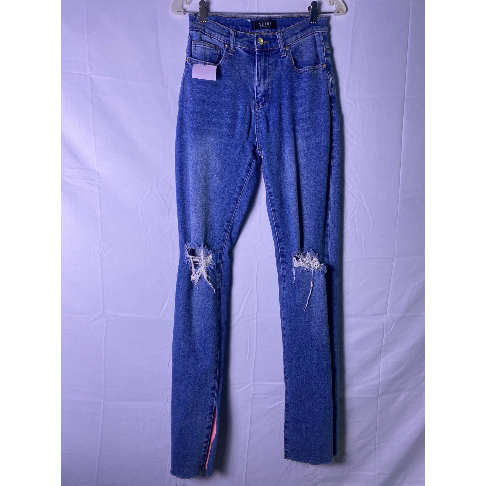 Akira Painted Pride Flag Flare Jeans Blue Denim Distressed Women's Size 5 (26W)