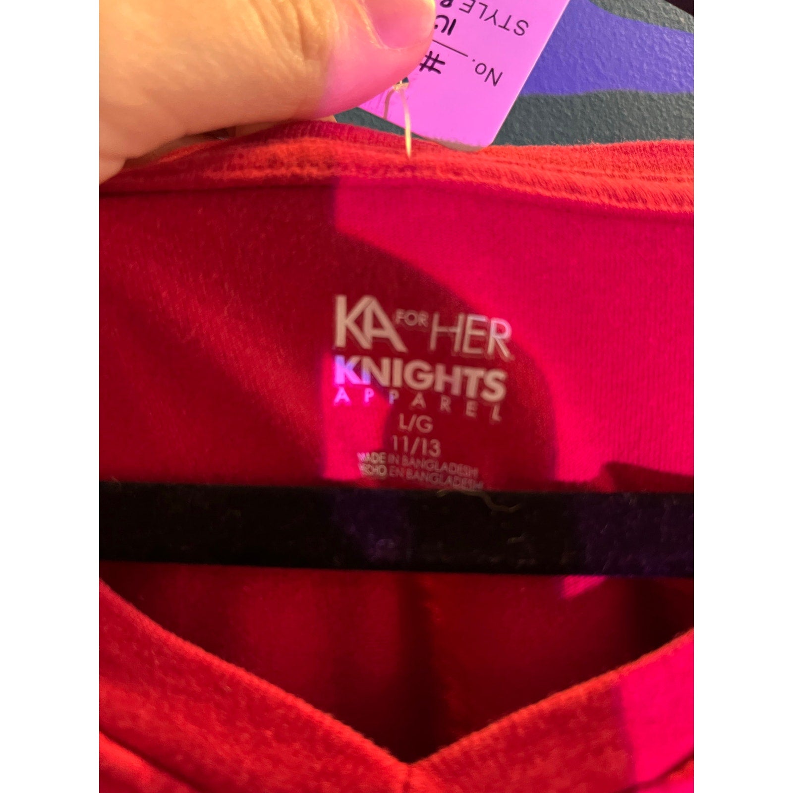 KA Knights Apparel INDIANA #20 V-neck Red Short Sleeve Girl's Size Large