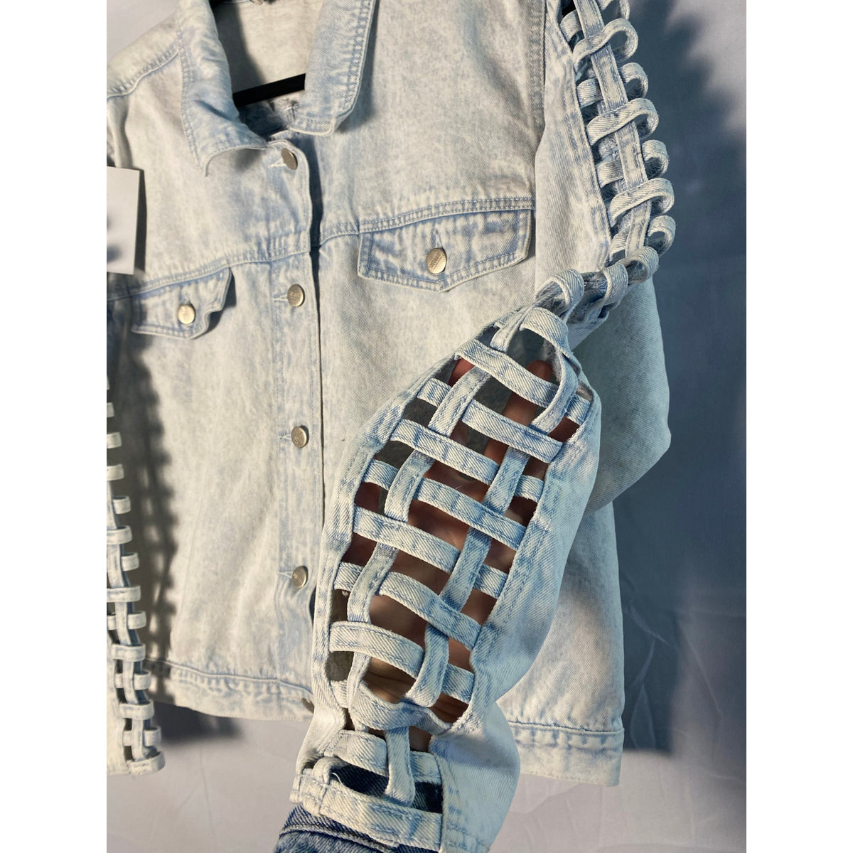 Stefano Light Wash Open Woven Denim Jacket