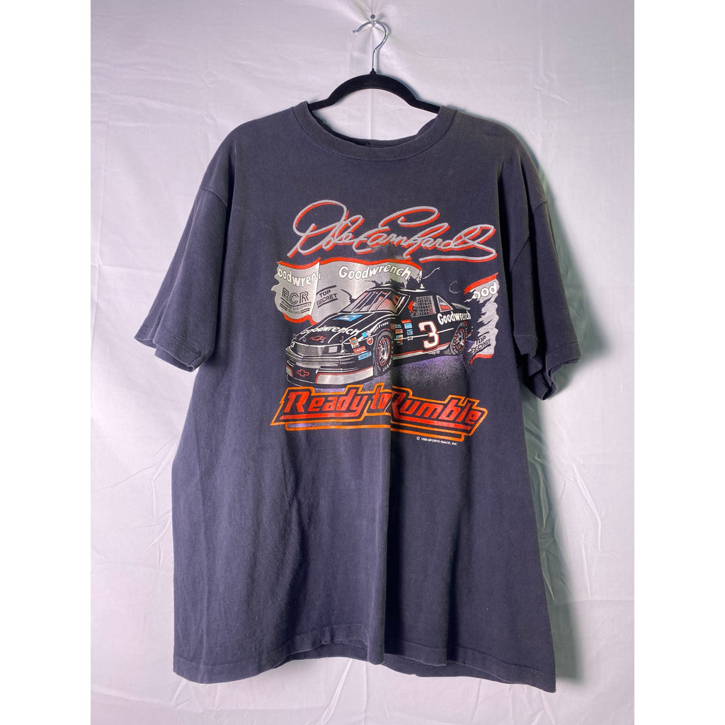 Vintage 1989 Dale Earnhardt Nascar Ready to Rumble Black Shirt Graphic Print XL