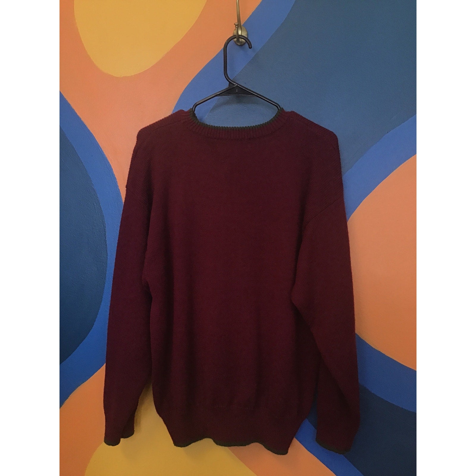 Breckenridge Crewneck Pattern Maroon Wool Blend Pullover Sweater Men's Size 1X