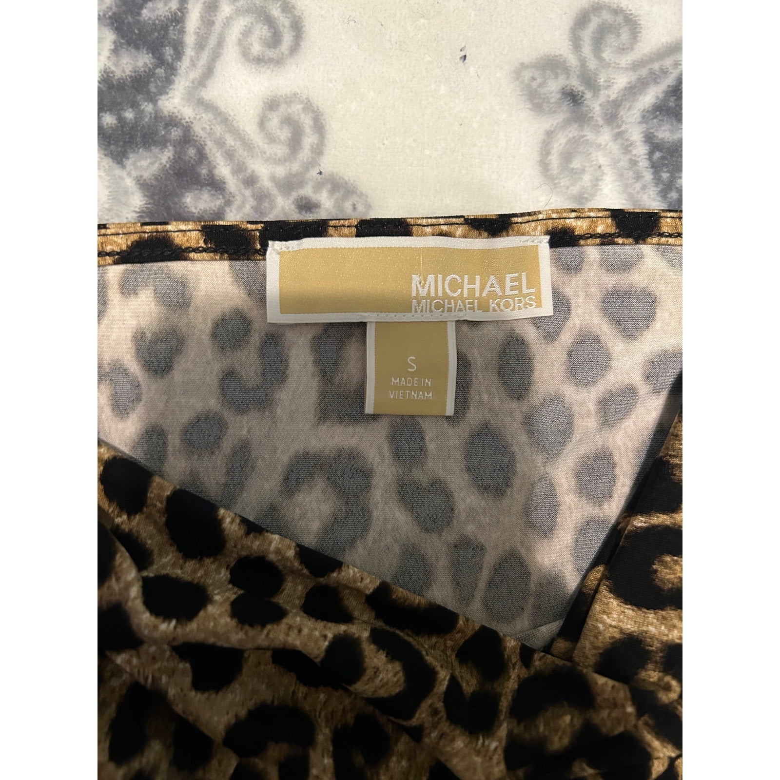 Vintage Michael Kors Tank Top Leopard Print Cowl Neck Sleeveless Brown Small