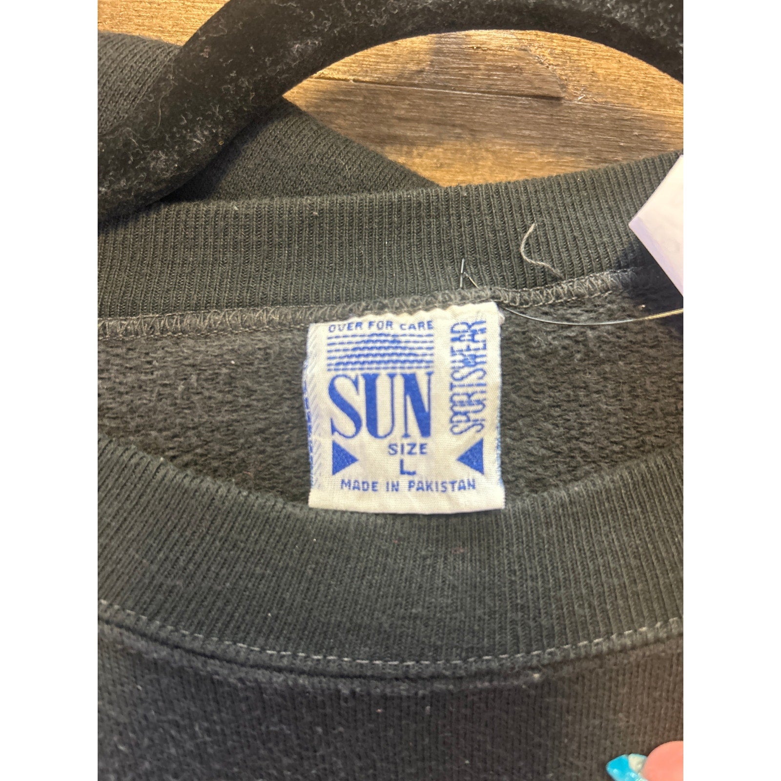 90s Vintage SUN Sportswear Black INDIANA Sweatshirt Pullover Men's Size Large