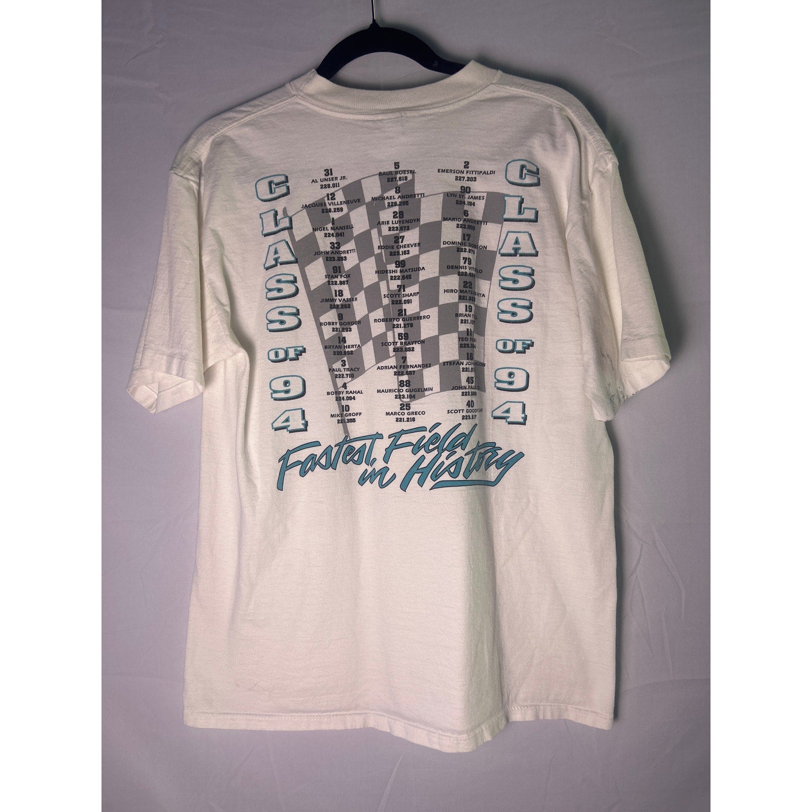 Vintage INDIANA Motorspeedway CLASS OF 94 Fastest Field in History White Shirt L