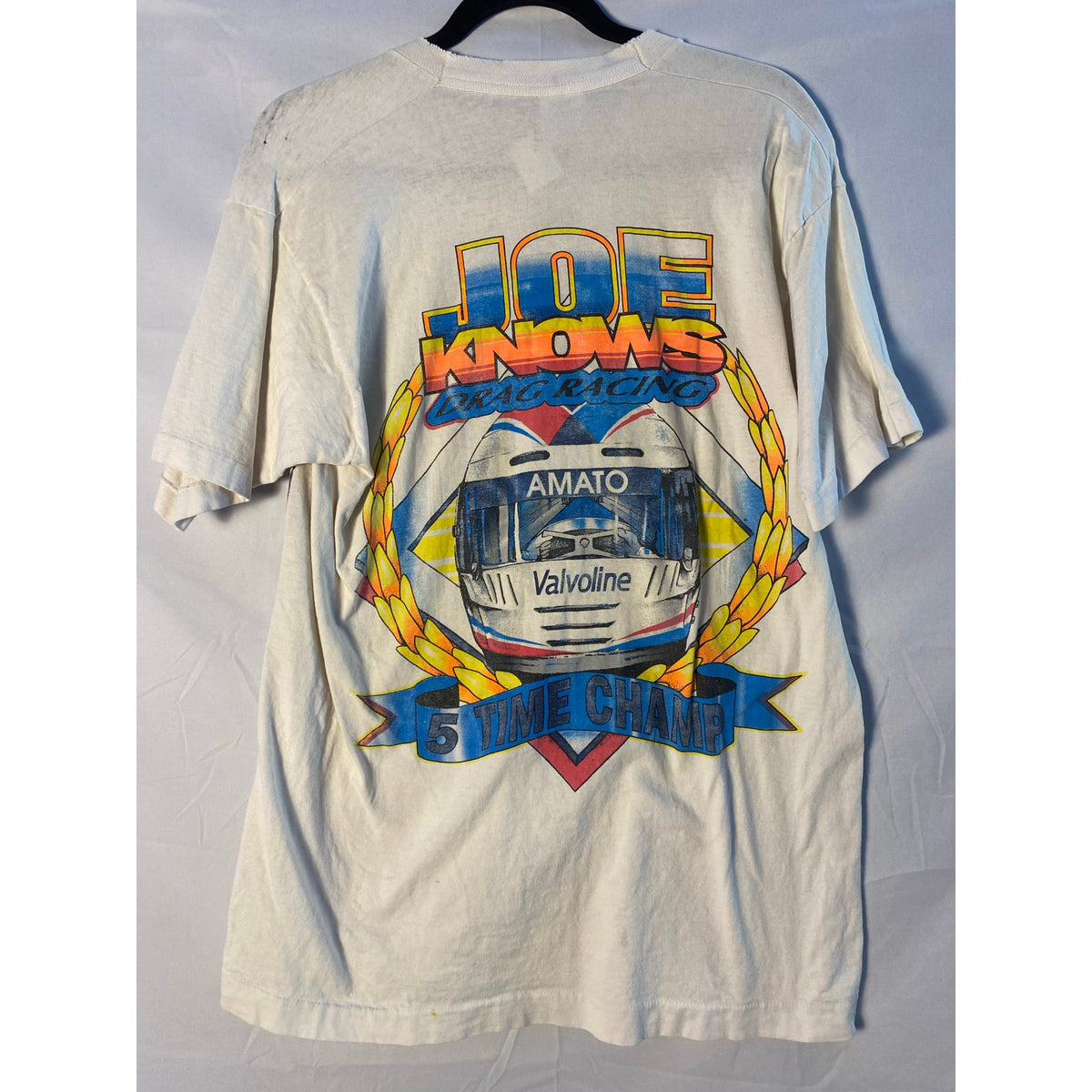 Sport Service Joe Amato Racing White Graphic Shirt Crewneck Men's Size Large
