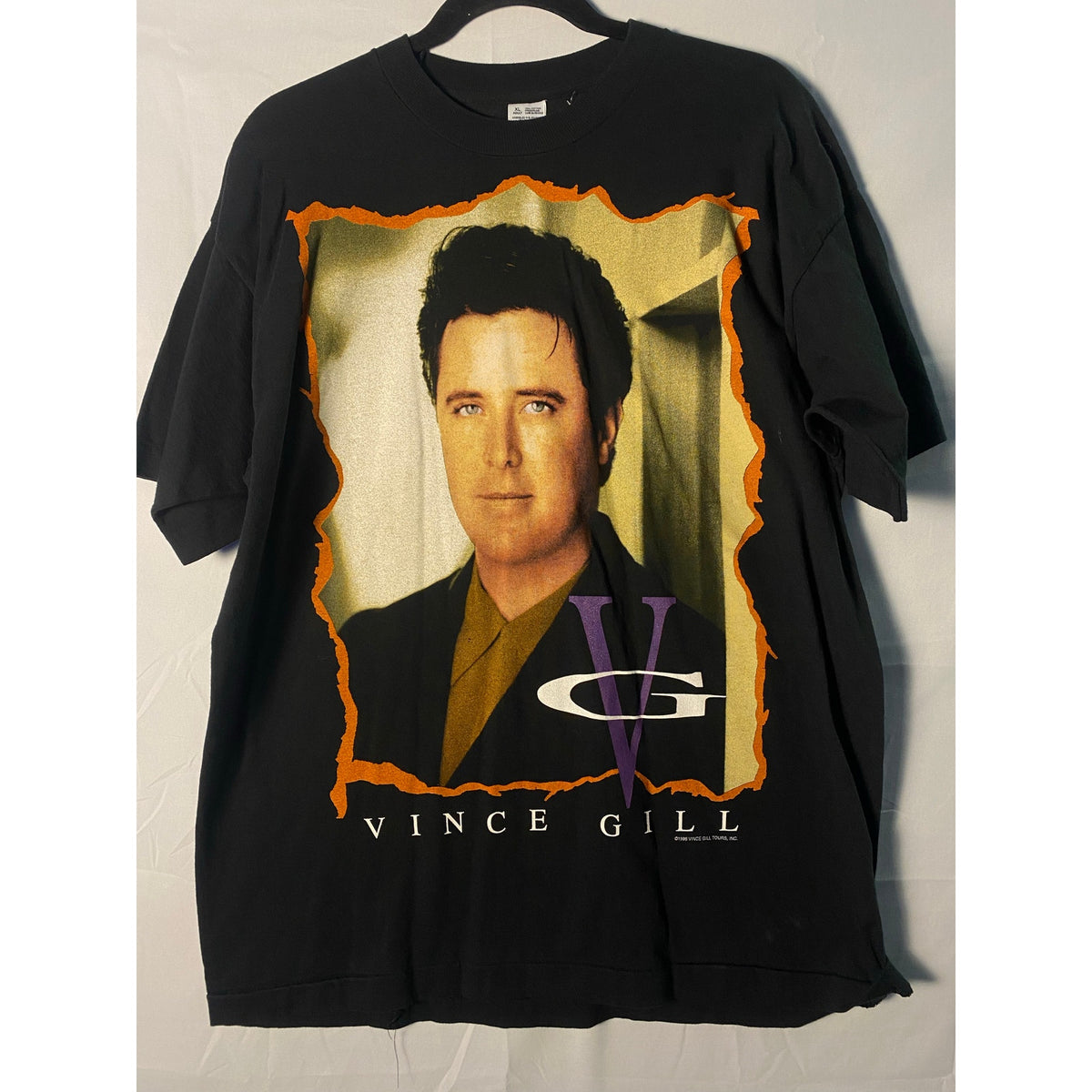 Vintage 1996 Fruit of the Loom Vince Gill Graphic Tour T-Shirt Black Cotton XL