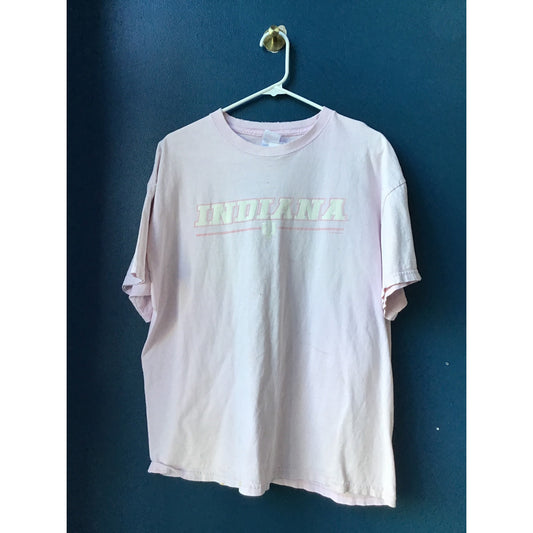 Y2K Tennessee River INDIANA Print Light Pink Shirt Crewneck Women's Size XL