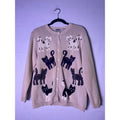 Northern Reflections Cats Knit Cream Button Front Cardigan Sweater Womens medium