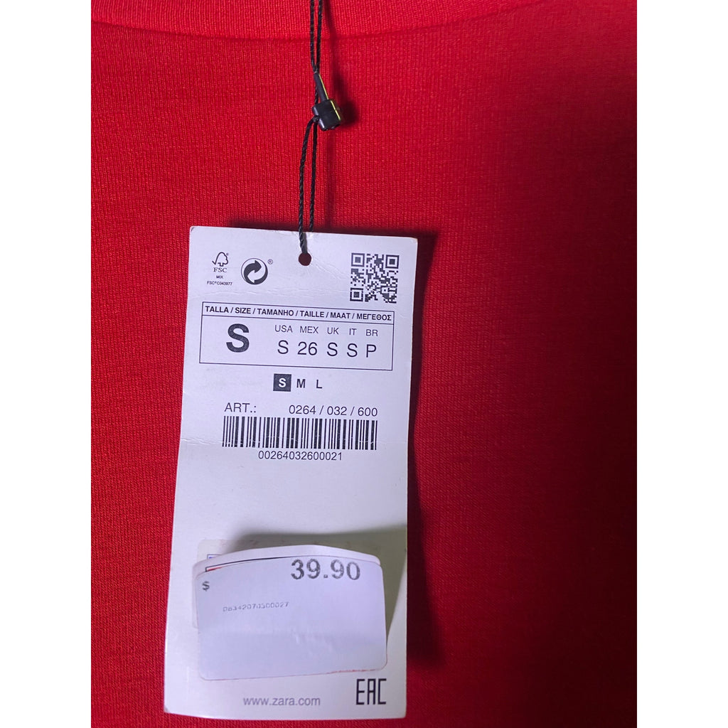 Zara Basic Collection Fun &amp; Flirty Red Open Ruffle Sleeve Sweater Dress Small