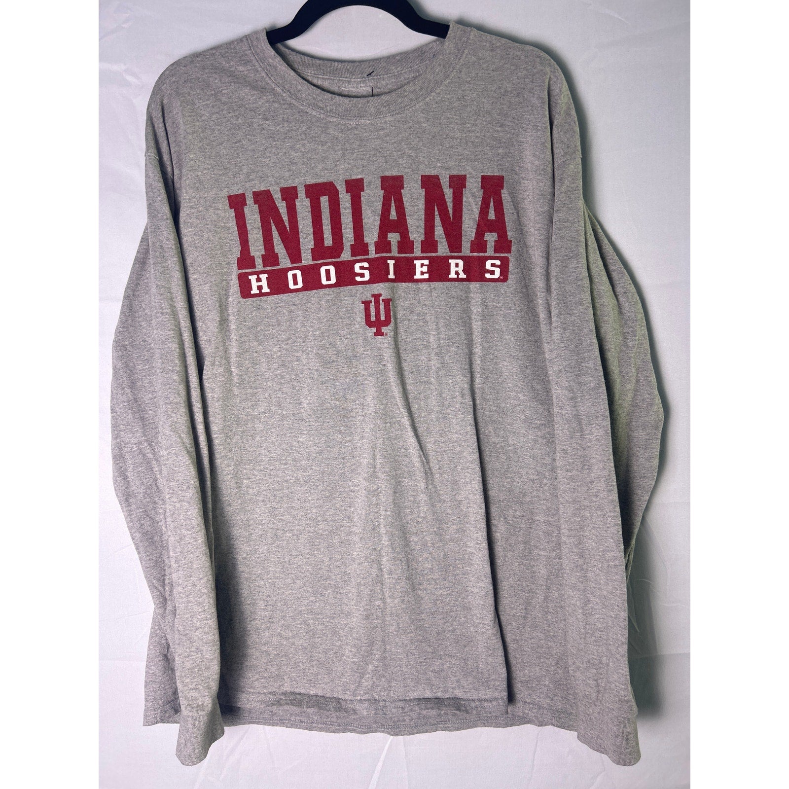Y2K Indiana Hoosiers Logo Print Gray Long Sleeve Shirt Men's Size Large