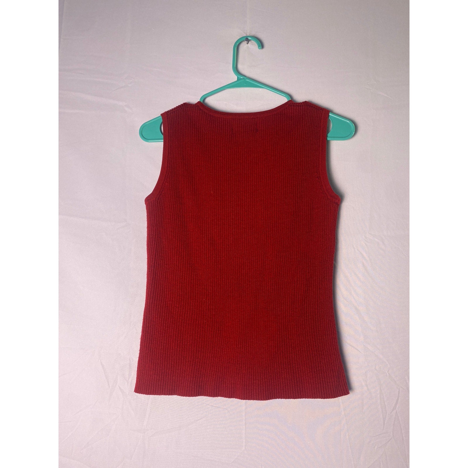 Requirements Red Rib Knit Tank Top Vest Sweater Women's Petite Medium