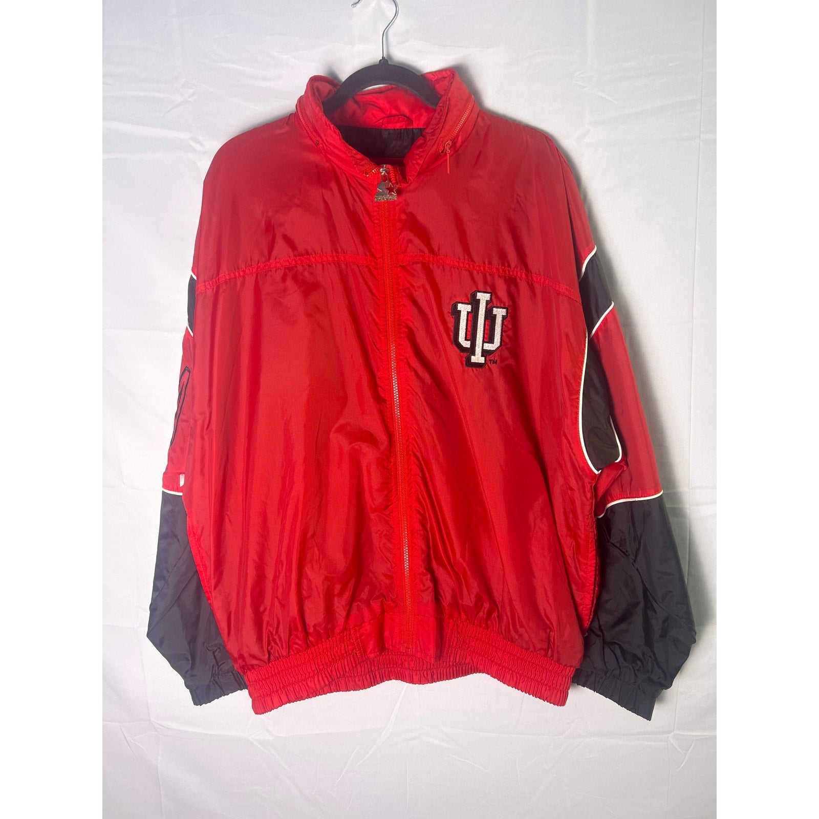 Vintage Indiana Hoosiers Red Windbreaker Nylon Full Zip Jacket Men's Size Large