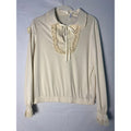 Vintage 70s Mardi Modes Cream Lace Ruffle Collar Hippie Top Women's Size Large