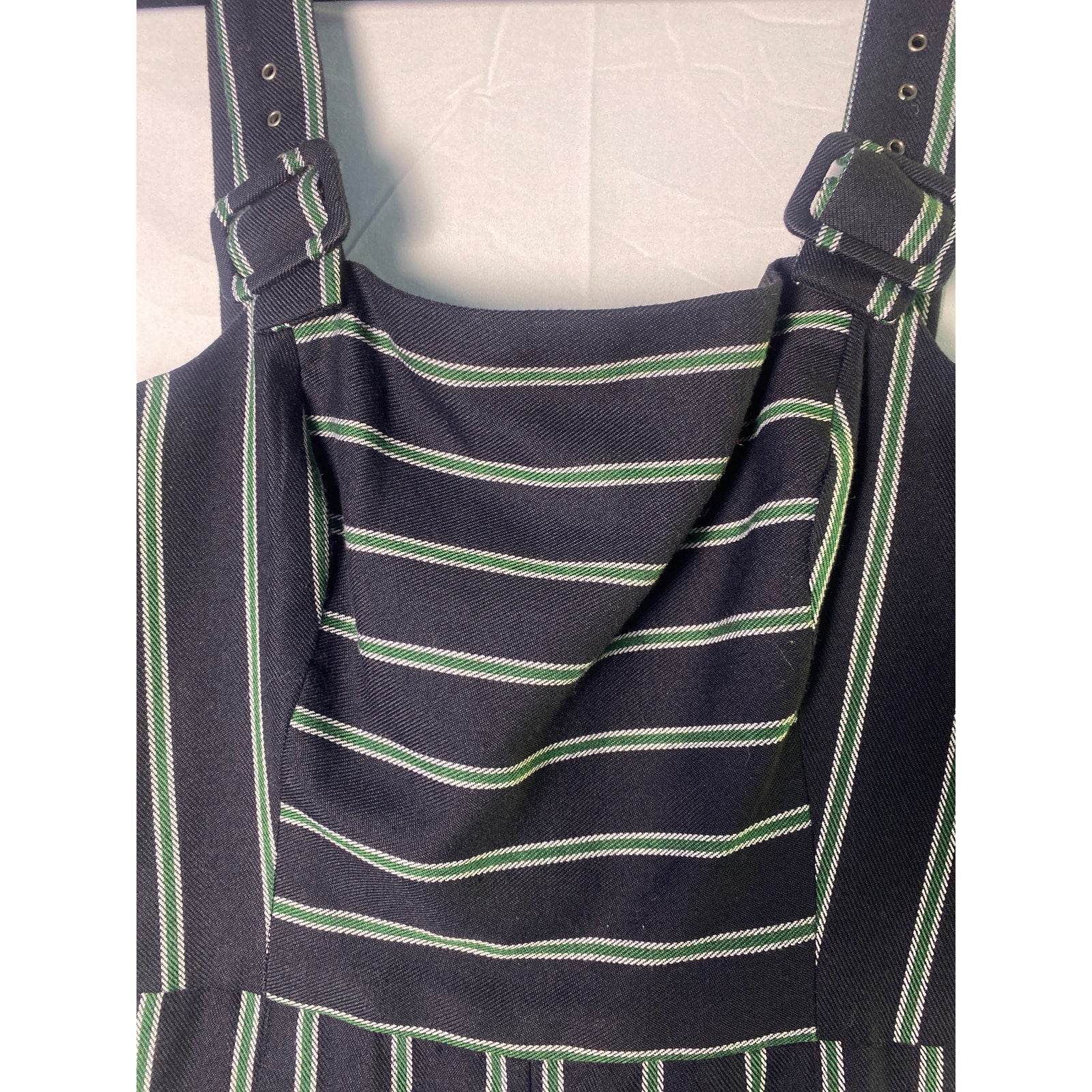 BCBGeneration Dark Navy Green Buckle Strap Wide Leg Jumpsuit Women's Size 6