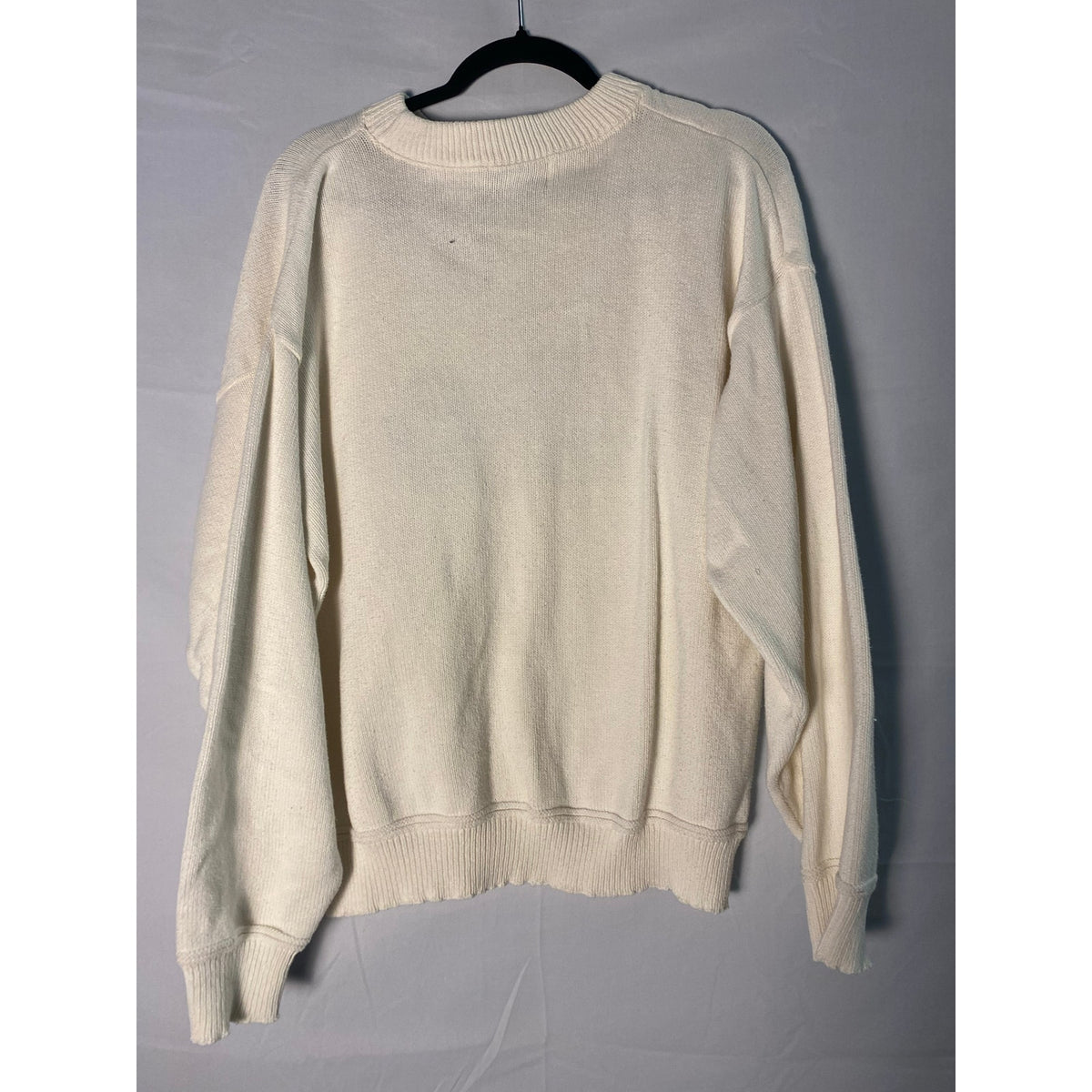Vintage White Knit Sweater With Wildlife Bear Embroidery