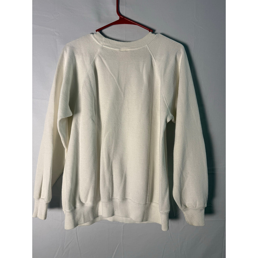 Hanes HOHOHO Santa Claus White Crewneck Pullover Sweatshirt Women's Large