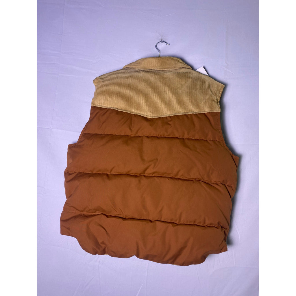 Vintage 80s Campus Rugged Country Button Snap Down Puffer Vest Corduroy Quilted Men's Size Large