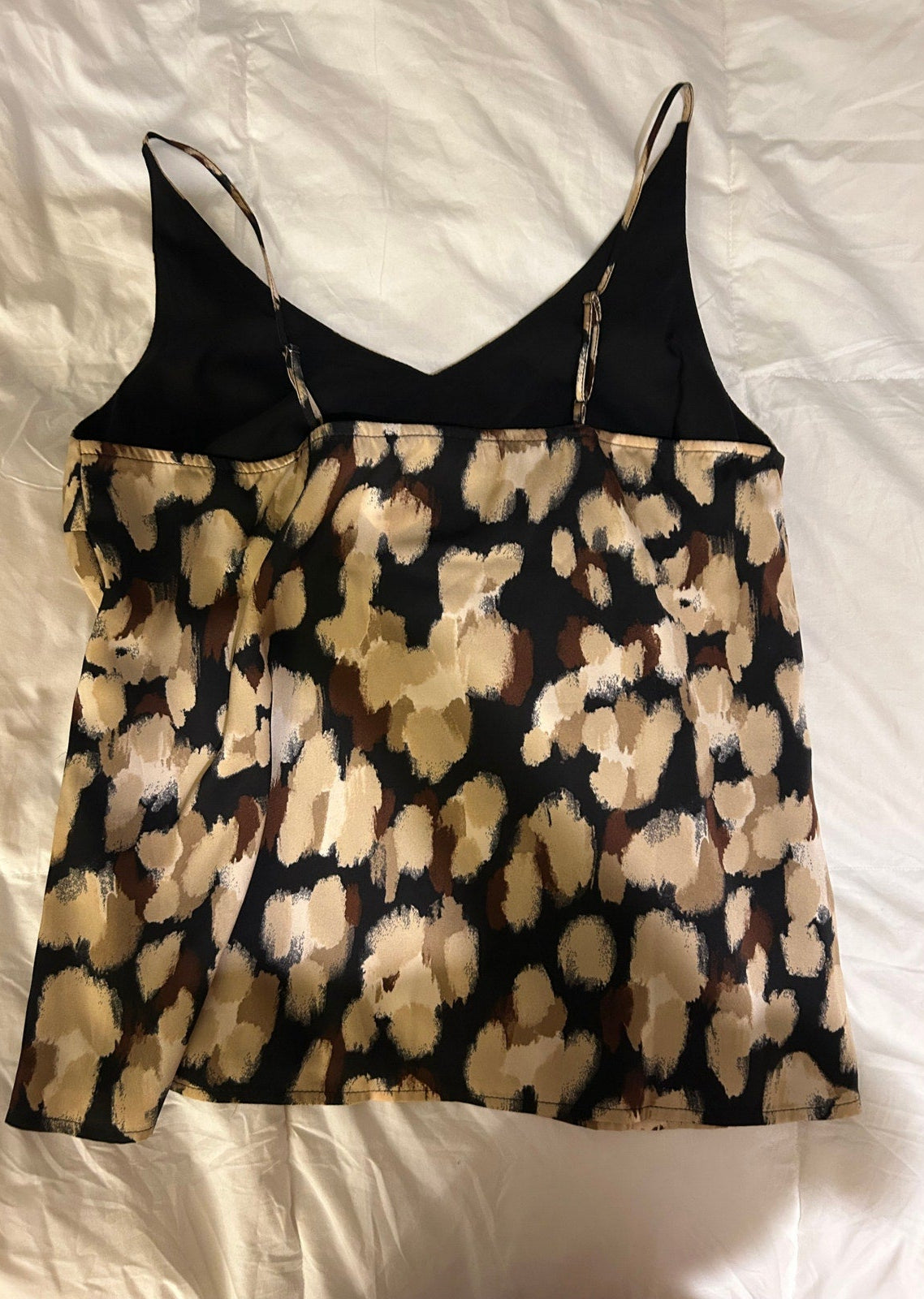 Banana Republic Satin Classic Camisole Tank Top Printed Black Women's Small NWT