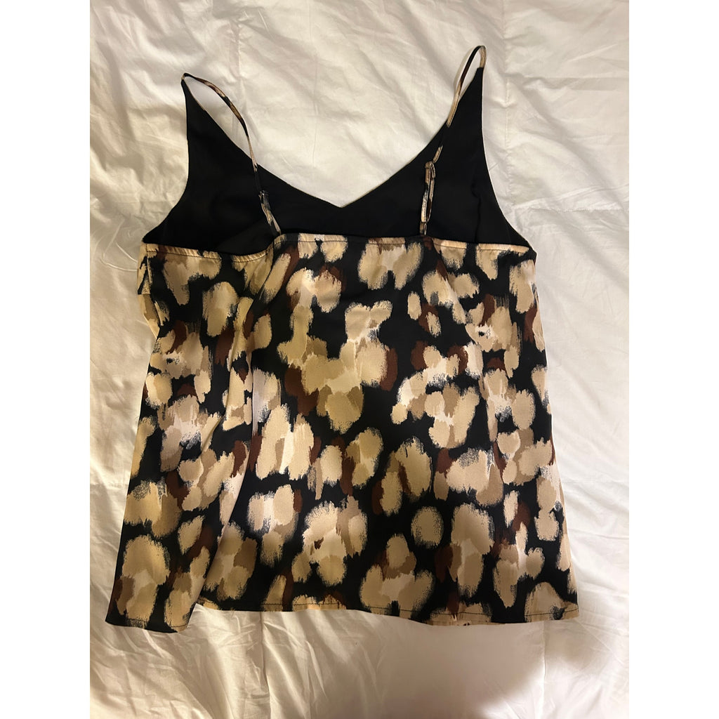 Banana Republic Satin Classic Camisole Tank Top Printed Black Women's Small NWT