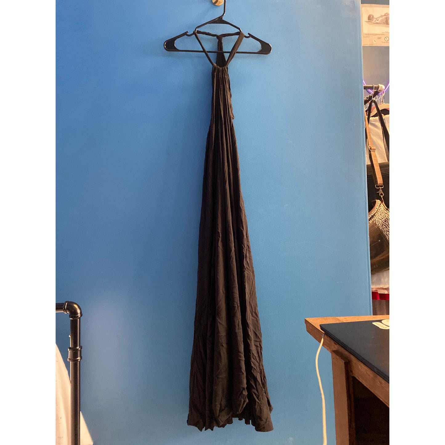 Elan Black Halter Maxi Dress Back Exposed Women's Size Large/XL