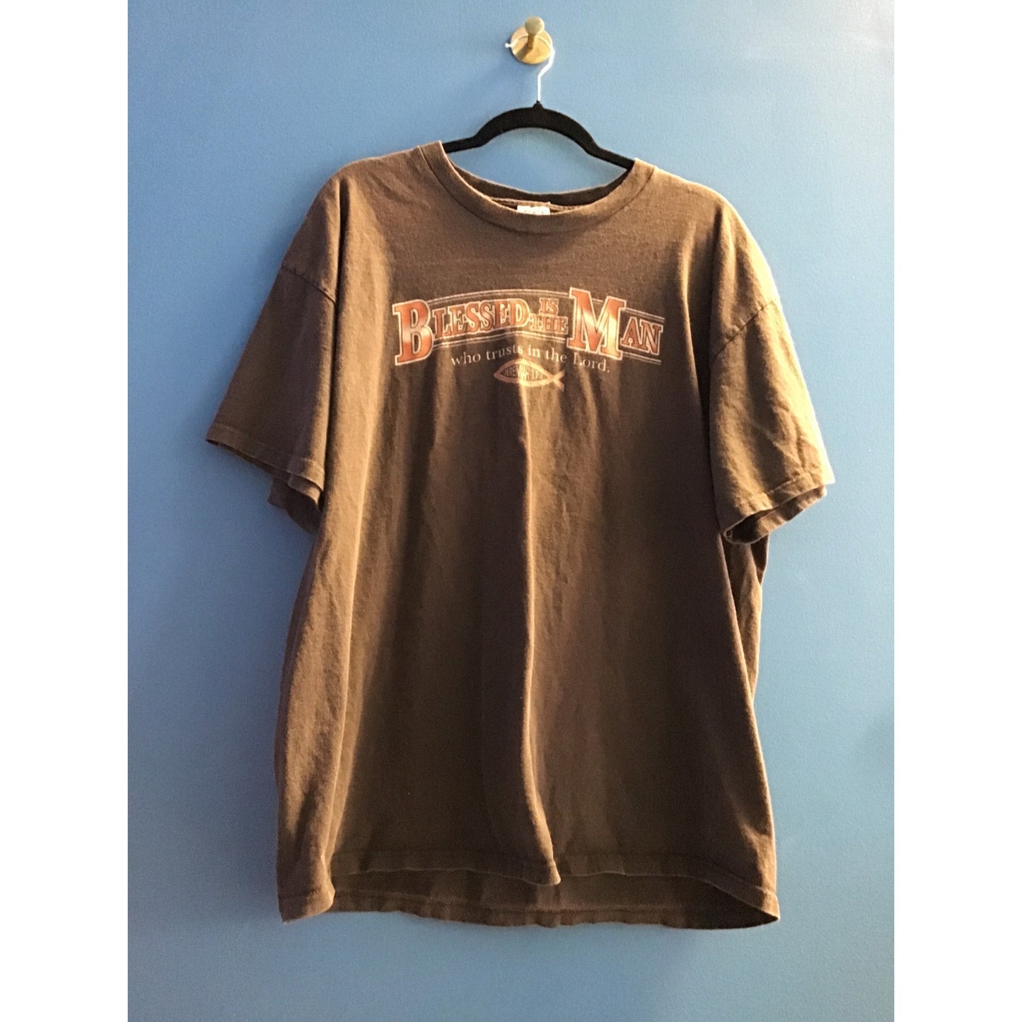 Y2K Delta Blessed is the Man who trusts in the Lord Print Shirt Adult Size XL