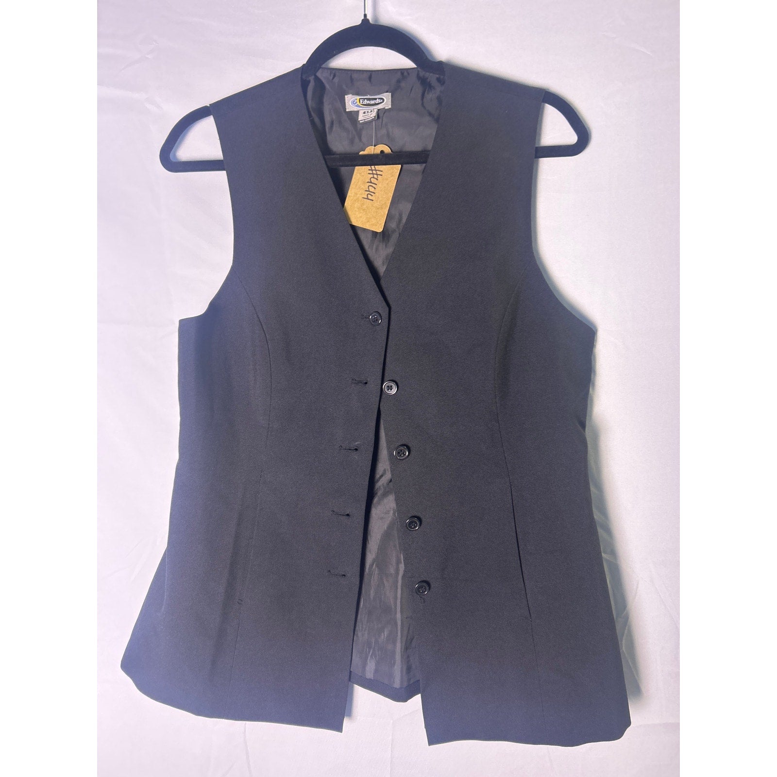 Vintage Edwards Black Button Up Vest Jacket Women's Size Small