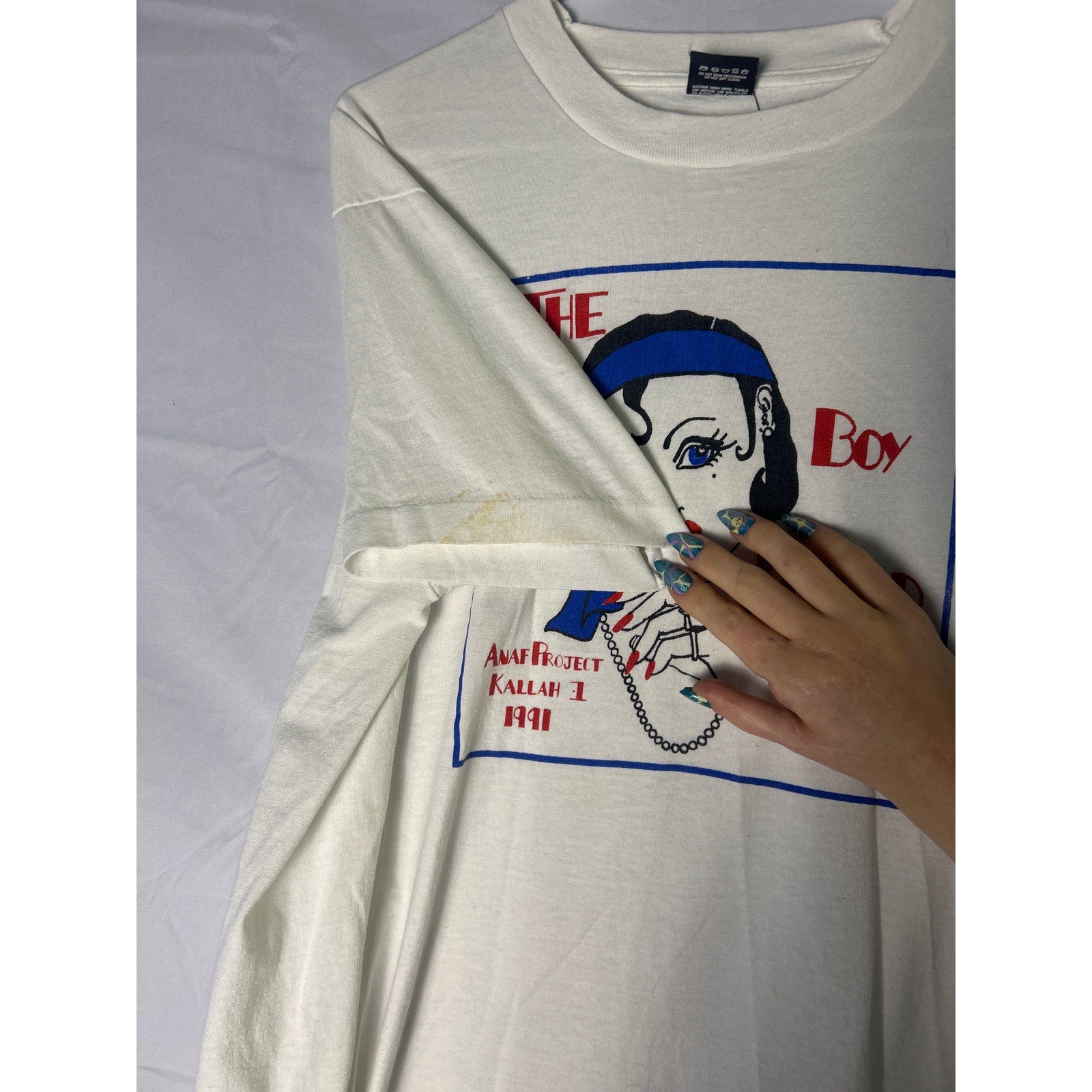 The Boyfriend Anaf Project Kallah 1991 Print White Single Stitch T-shirt Size XL