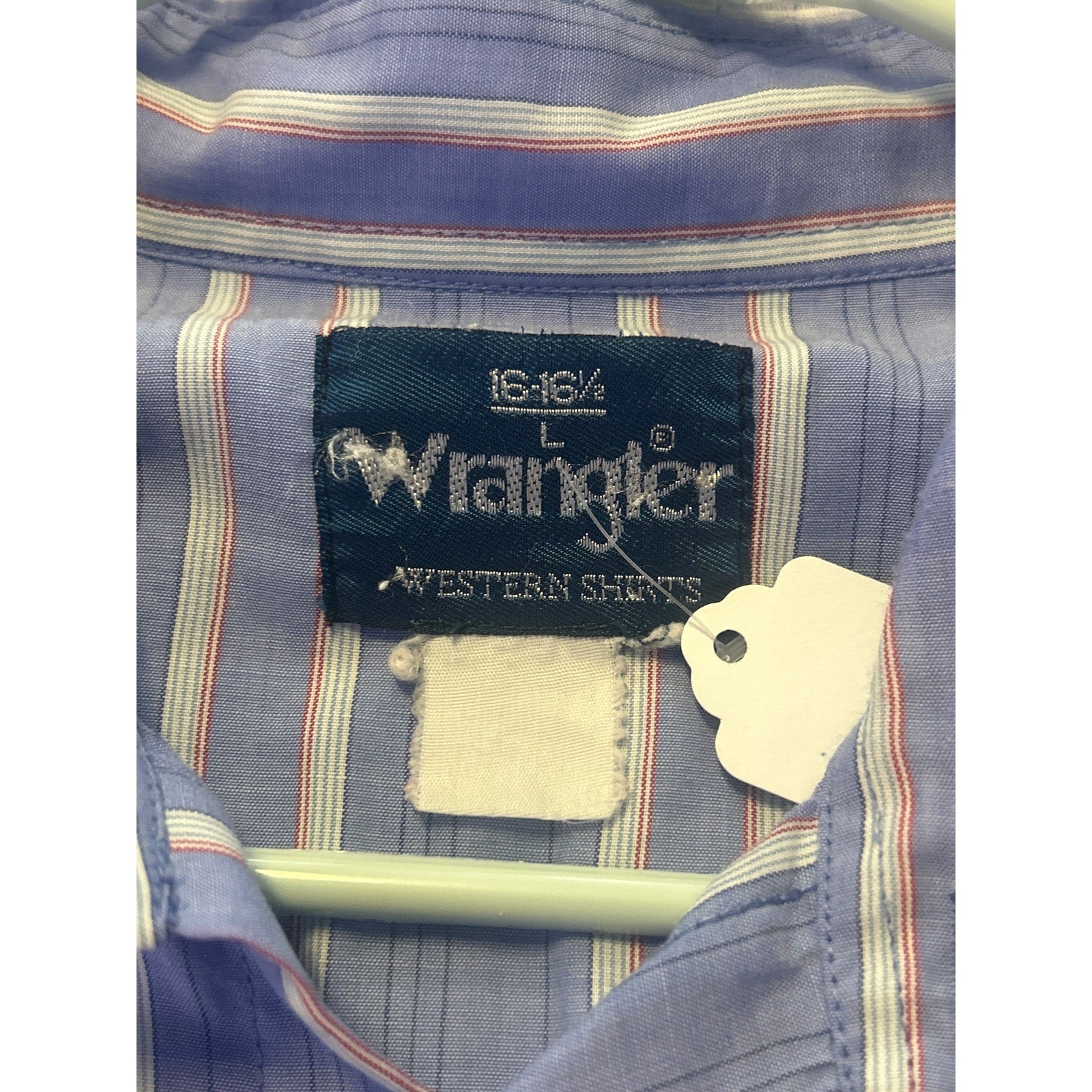 Wrangler Pearl Snap Wester Shirt Button Up Long Sleeve Chest Pockets 16-16.5 Lrg