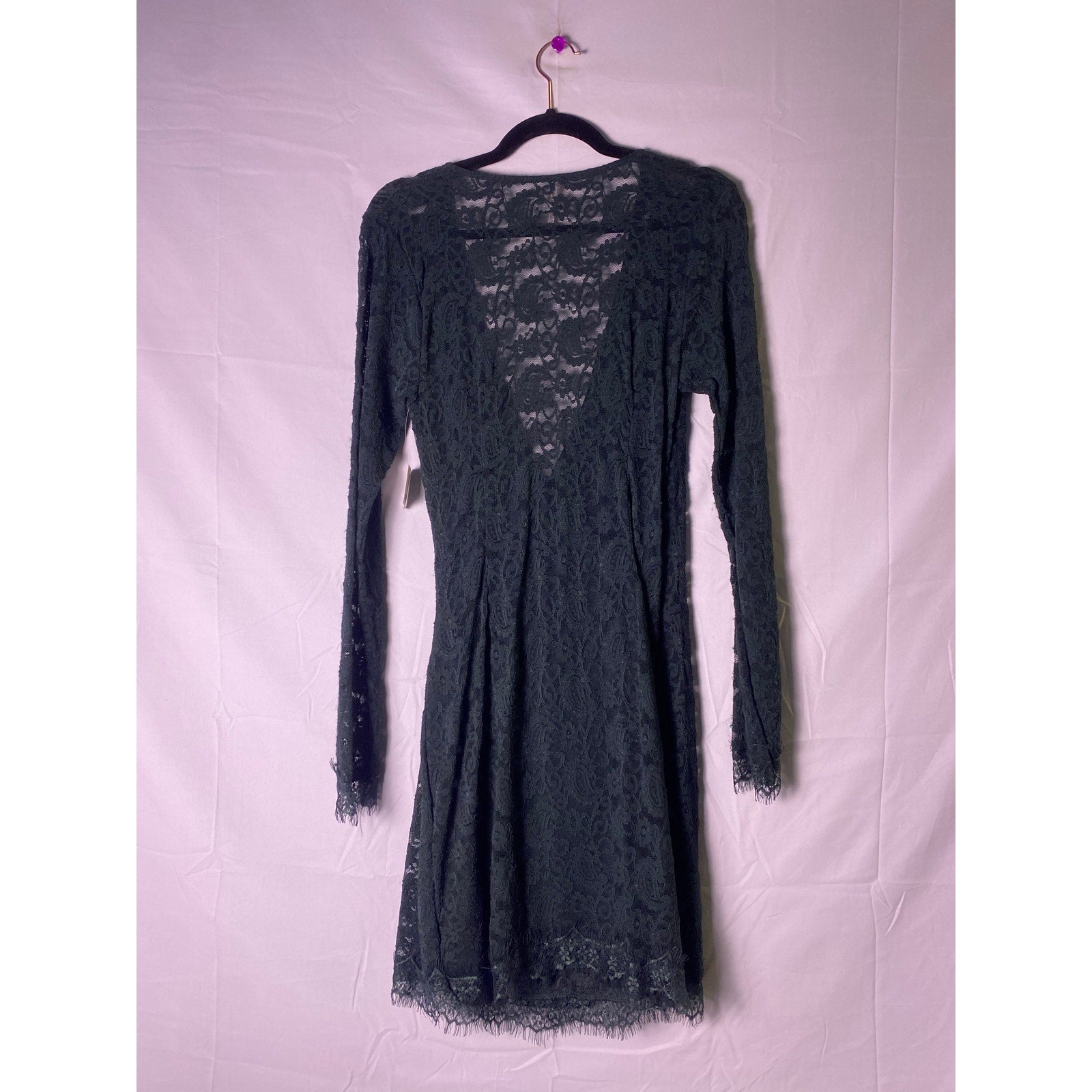 Free People Green Stretch Lace Mini Dress