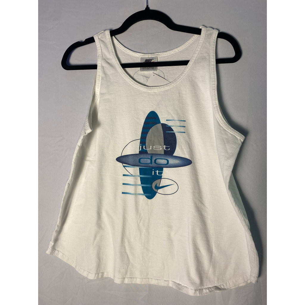 Vintage Nike "Just Do It" Graphic Tank Top Double Sided Women's Size Large Y2K