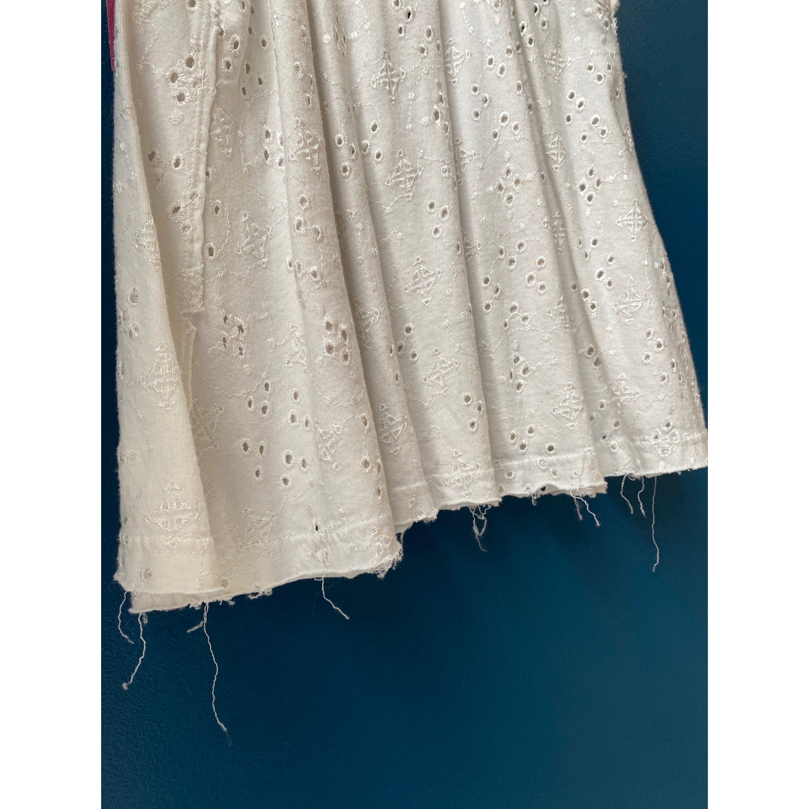 Free People Dream Date White Eyelet Tank Top w/ Lace-Up Back Womens Size Small