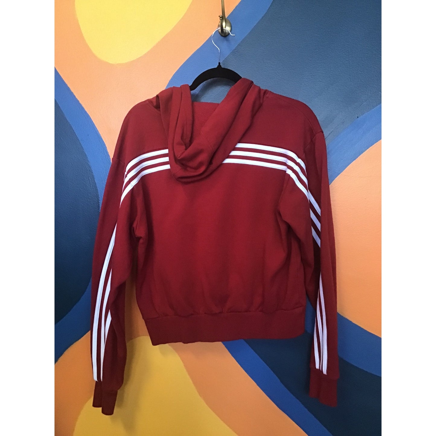 Adidas Red White Striped INDIANA Hoosiers Pullover Hoodie Women's Size Small