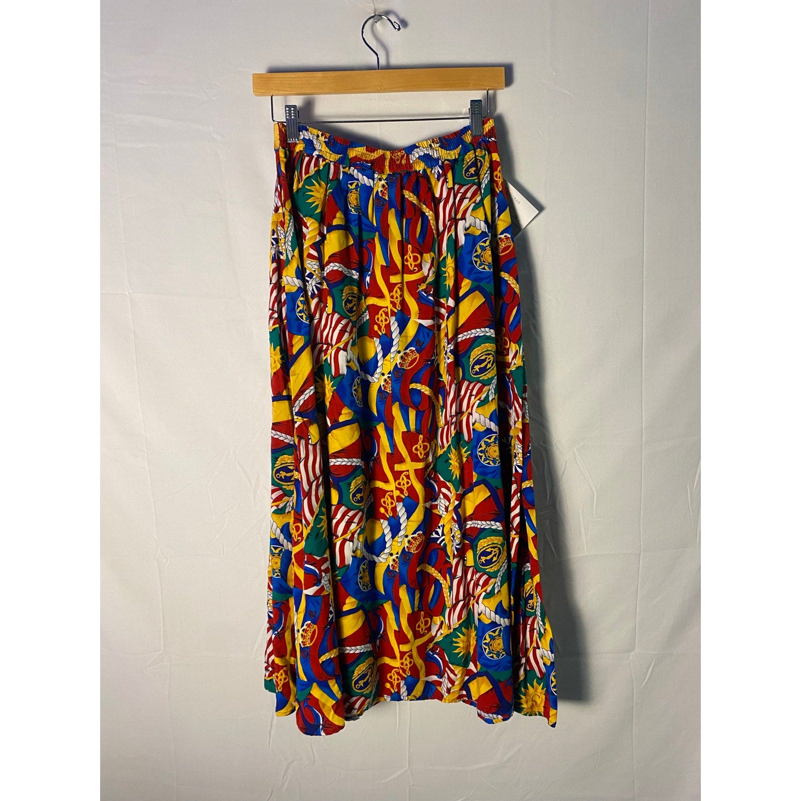 Vintage 80s Pendleton Funky Nautical Maxi Skirt Allover Print Women's Large