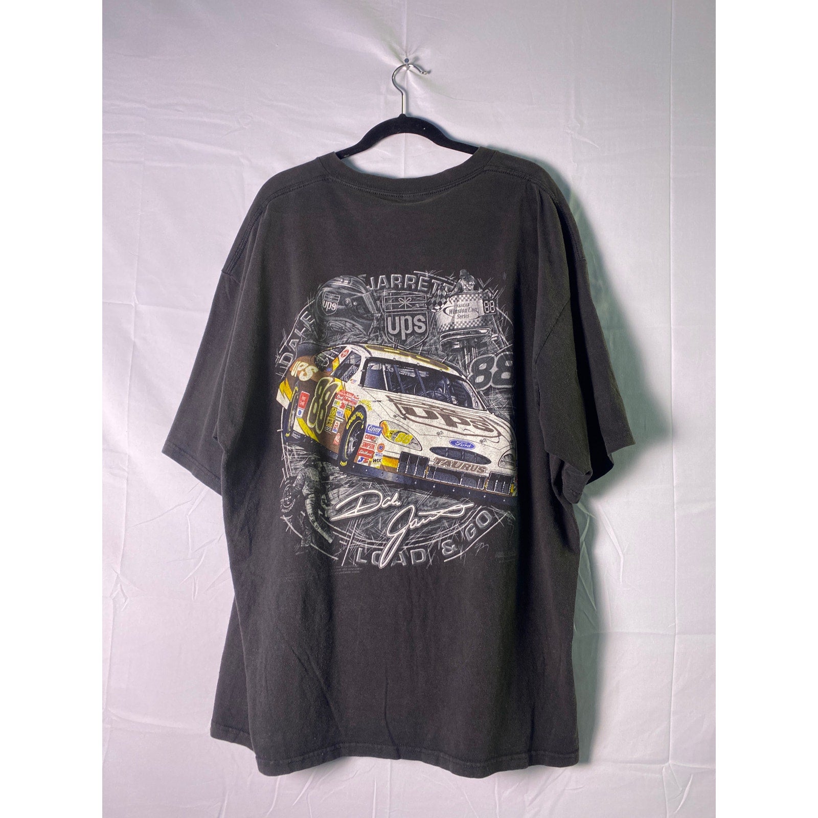 Vintage 2003 Dale Jarrett Chase Authentics UPS NASCAR Full Print Shirt Mens 2XL
