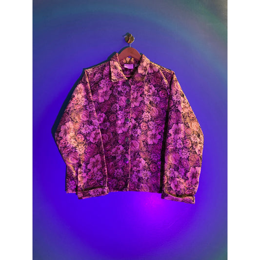 Vintage New Identity Tapestry Floral Button Up Jacket Multicolor Women's Large