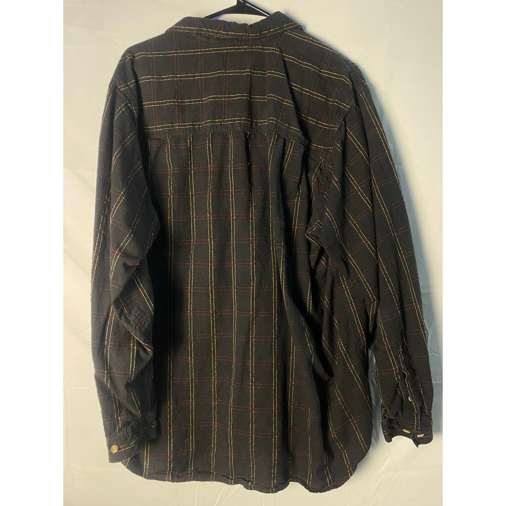 Vintage Banana Republic Black Plaid Button Up Shirt Long Sleeve Men's Large