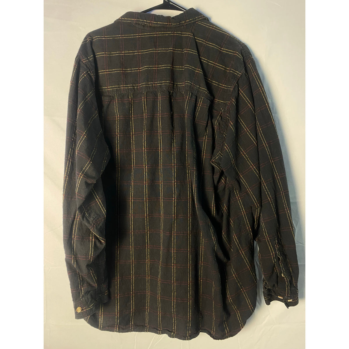 Vintage Banana Republic Black Plaid Button Up Shirt Long Sleeve Men's Large