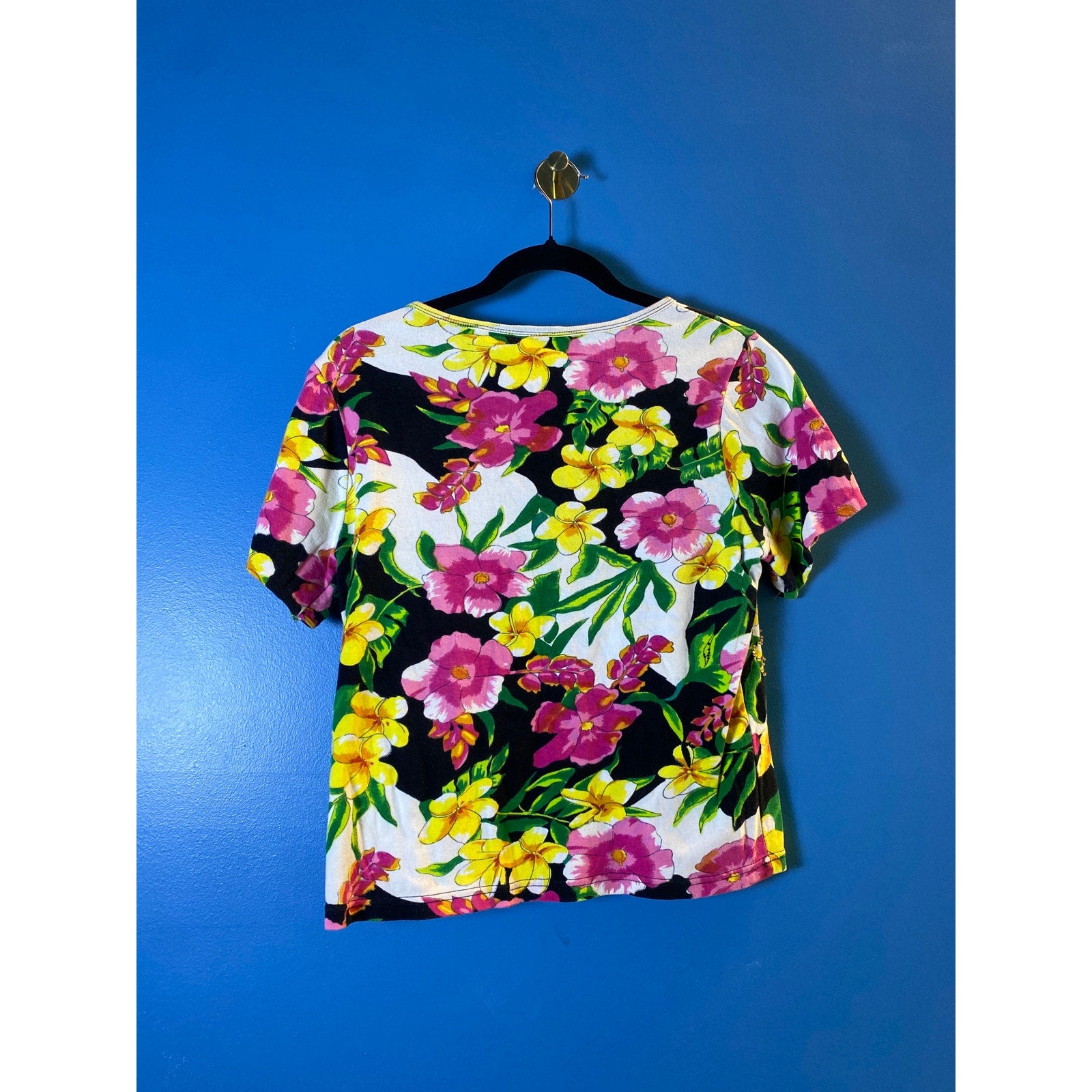Y2K Take Two Multicolor Floral Beaded Shirt Women's Size Large