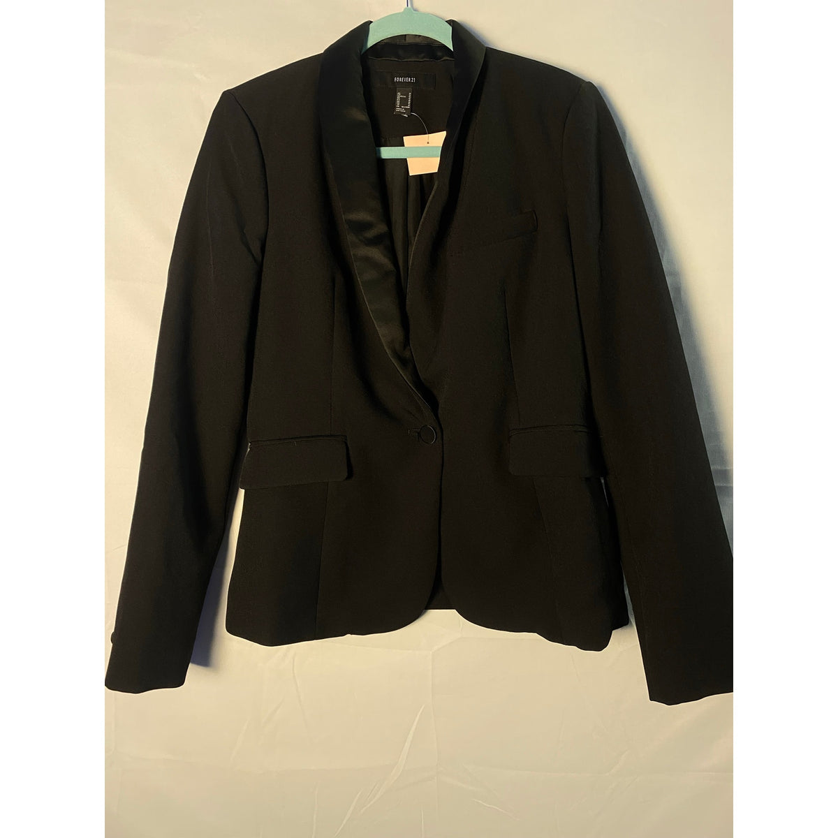Forever 21 Black One-Button Blazer Pantsuit Jacket Long Sleeve Women's Medium