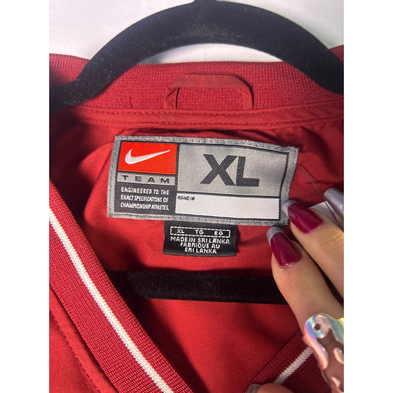 Y2K Nike Team INDIANA V-neck Red Pullover Windbreaker Jacket Side Zip Pocket XL