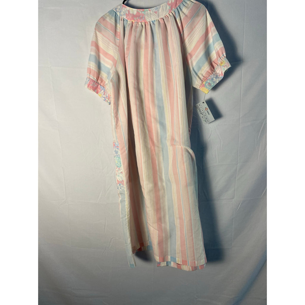 Vintage 80’s Leisure Life Pink Pastel Button Up Dress Sleepwear Bed Jacket Large