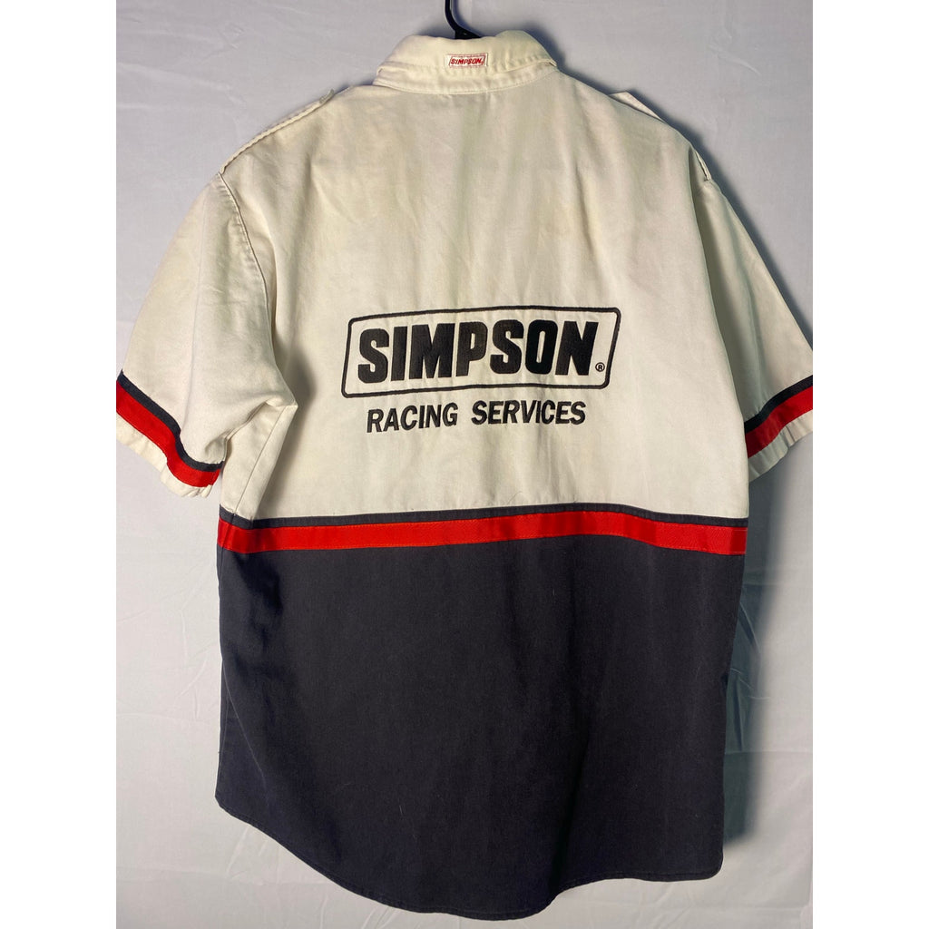Vintage 70s Simpson Racing Services Button Up Crew Shirt Men's Size Large
