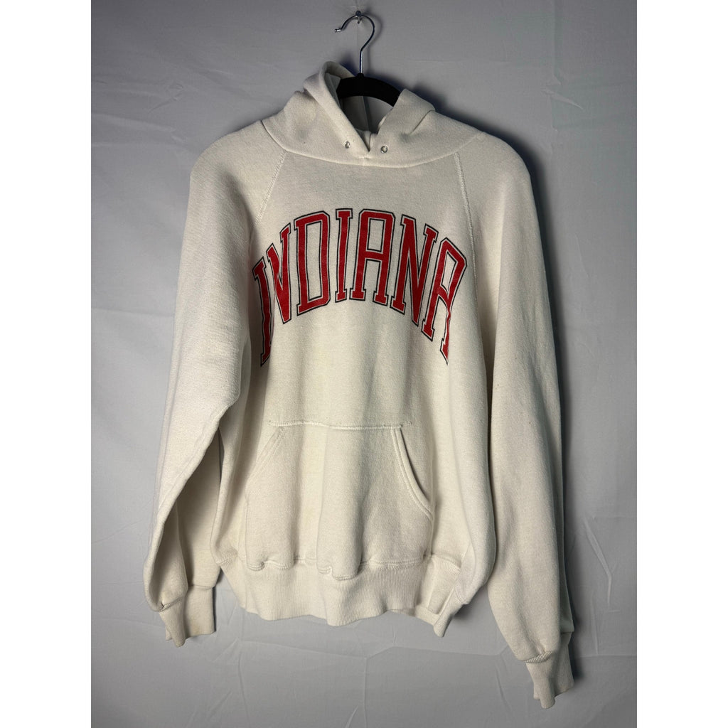 Vintage 90s Basset Walker INDIANA University White Hoodie Pullover Men's Medium