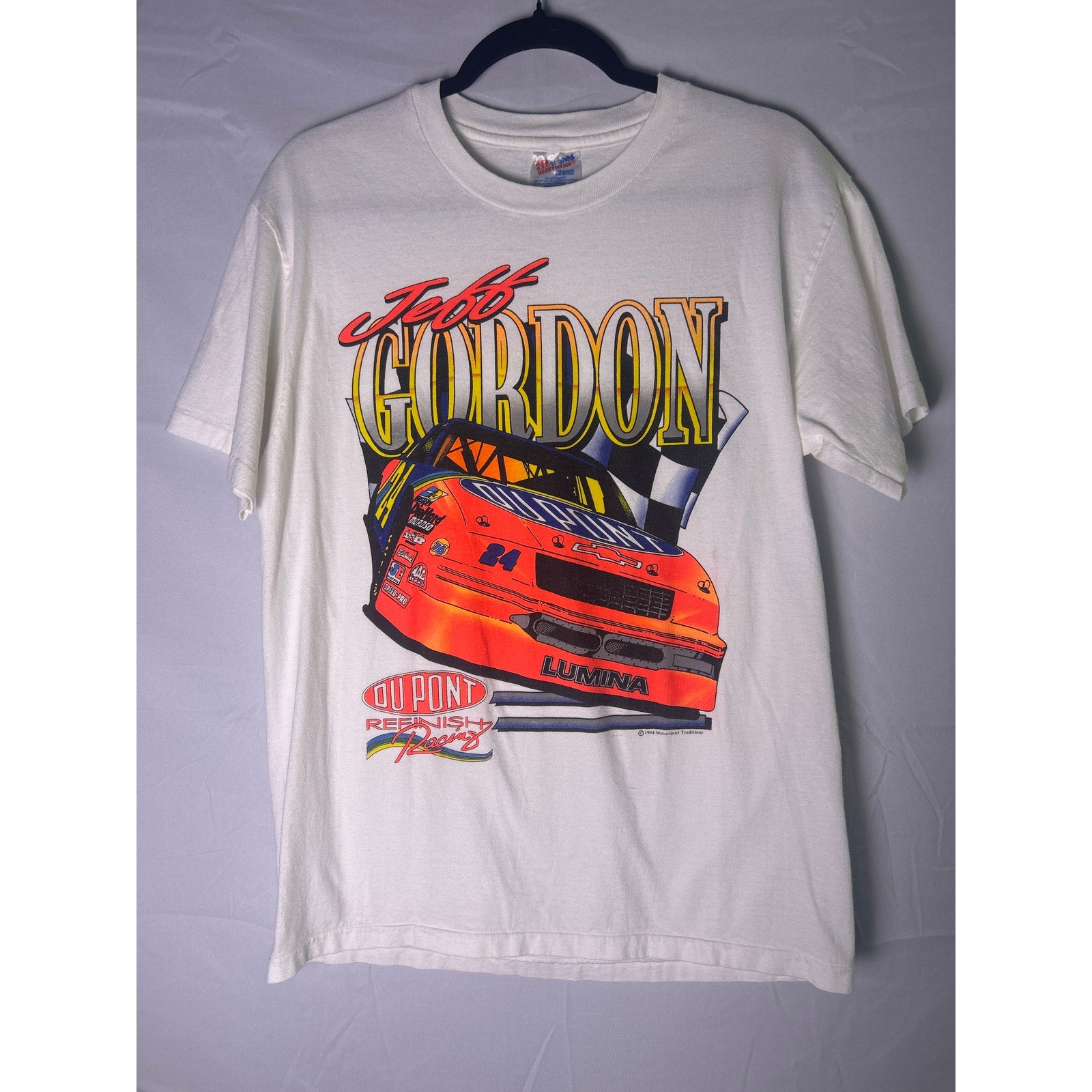 Hanes Vintage 90s Jeff Gordon Nascar Racing White T-Shirt Men's Size Medium