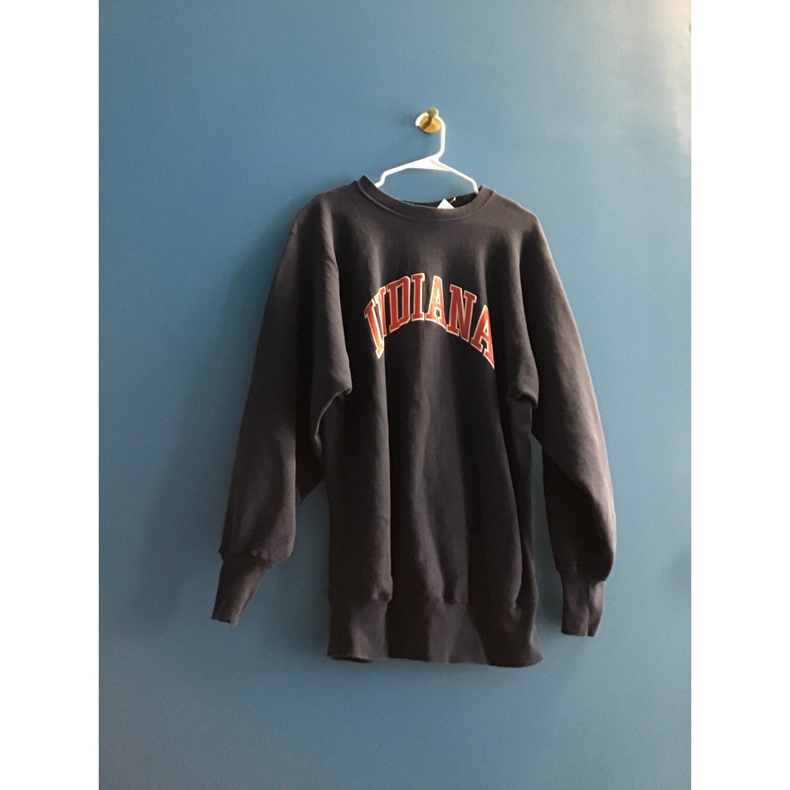 Vintage Blue 45 Reverse Weave INDIANA Navy Blue Crew Neck Sweatshirt Women's 2XL