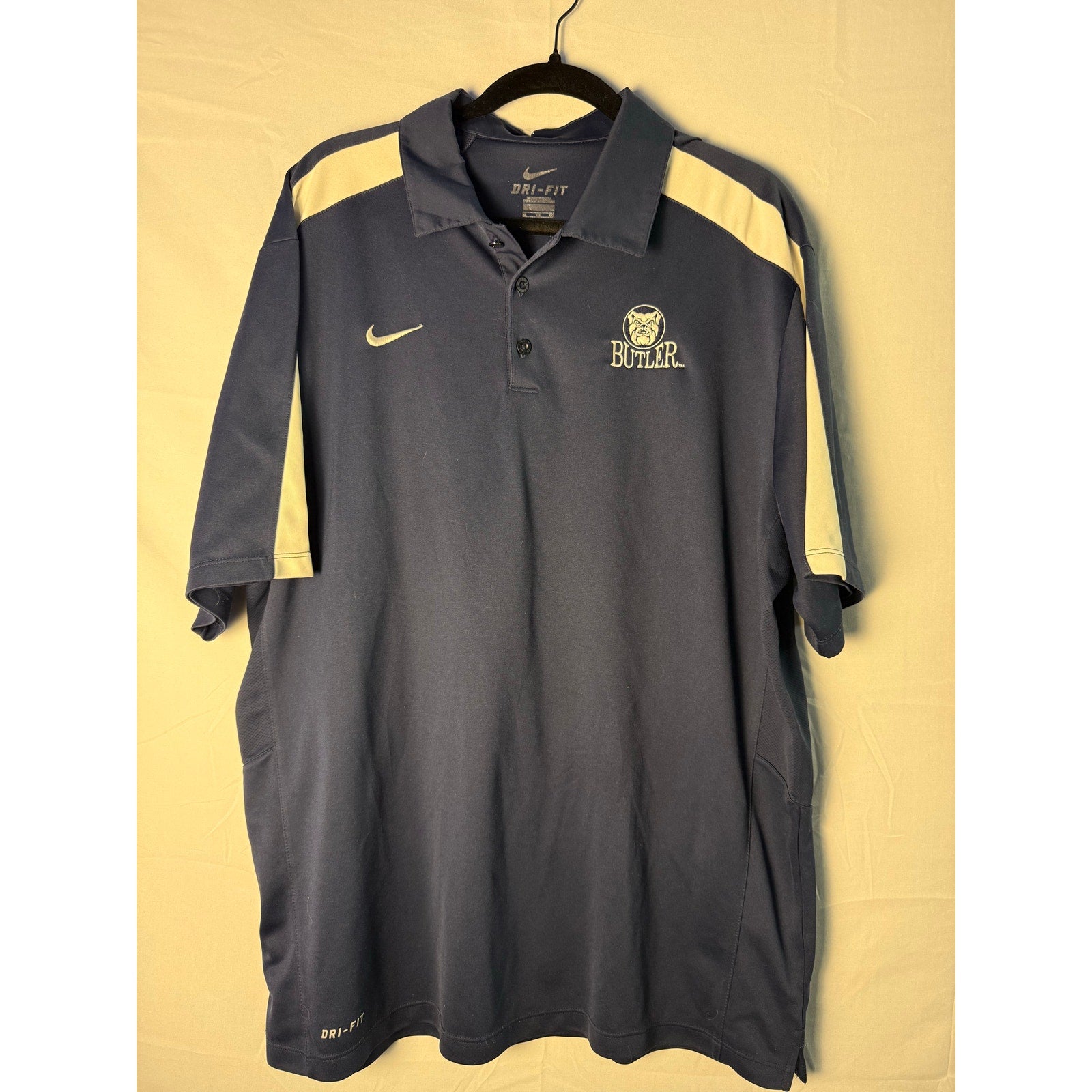 Nike Dri Fit Navy White Polo Shirt BUTLER Bulldog Embroidered Men's Size XL