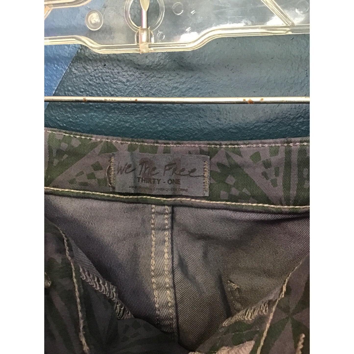 Free People Hand-Dyed Printed Bell Bottom Pants Raw Hem Denim Women's Size 31