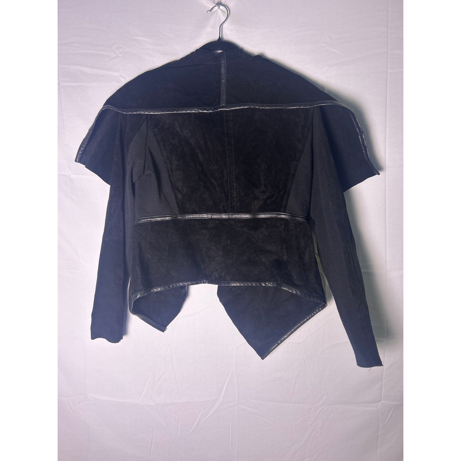 Blank NYC Modern Black Suede Drape Cardigan Jacket Women's Size Large
