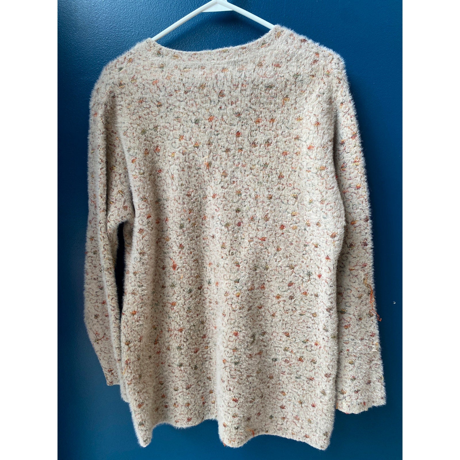 Vintage Duke Fuzzy Sparkle Embroidered Button Snap Cardigan Sweater  Womens XL
