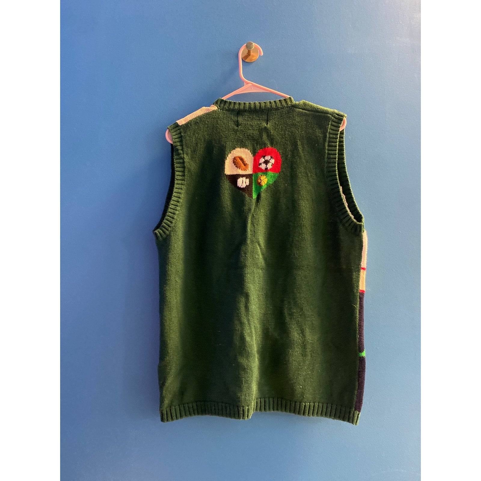 Vintage 90s Eagle's Eye Ugly Christmas Knit Sports Sweater Vest Womens Large
